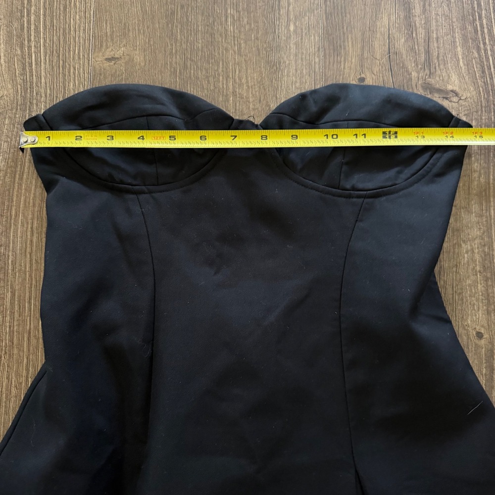 Peppermayo Victoria Strapless Mini Dress Size 4 Black Sweetheart Pleated Baddie - Picture 9 of 12